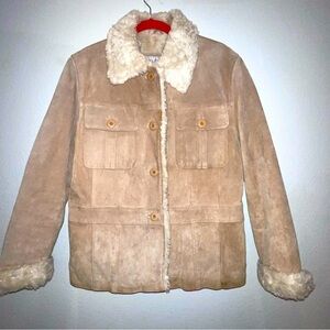 Wilsons Shearling Women's Suede Leather Maxima Jacket Tan Size XL VTG Y2K
